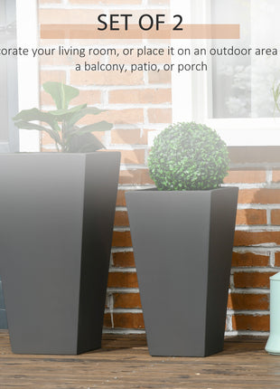 Likeshoppe Large Outdoor Planter Set of 2 – Modern Concrete Style Garden Pots for Patio, Balcony & Yard