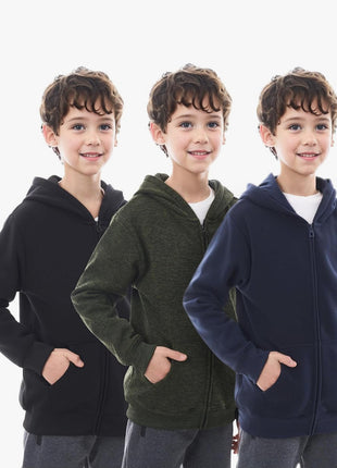 3 Pack Boys Fleece Hoodies – Pullover & Zip-Up Sweatshirts