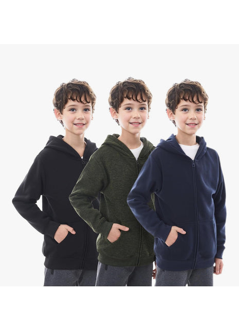 3 Pack Boys Fleece Hoodies – Pullover & Zip-Up Sweatshirts