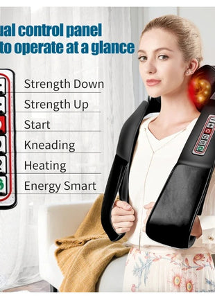 Likeshoppe Shiatsu Back Neck And Shoulder Massager With Heat Deep Tissue 3D Kneading Pillow