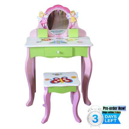 AY4- Kids Funnel Layla Girls Flower Vanity Set with Stool - Likeshoppe 