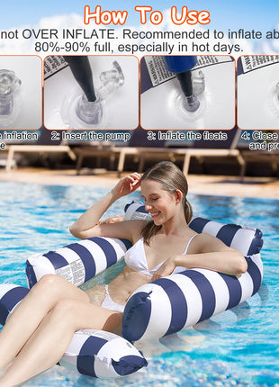 3PCS Inflatable Pool Float Set – Water Hammocks & Drink Snack Float with Air Pump