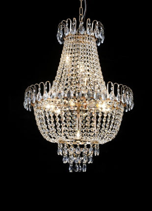 Likeshoppe Gold Crystal Chandelier Modern Luxury – K9 Crystal Ceiling Light Fixture for Living Room, Dining Room & Entryway (10 Light E12)