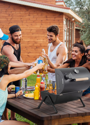 Portable Charcoal Grill with Thermometer – Compact Tabletop BBQ Grill for Camping & Outdoor Cooking