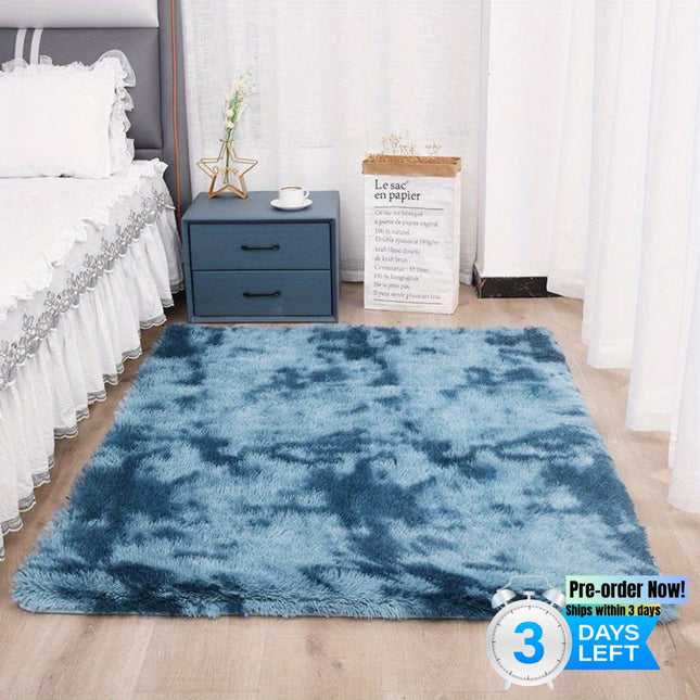 AR6- 1pc, High Pile Tie-Dyed Shaggy Rug for Living Room and Bedroom - Fire Retardant, Machine Washable, Anti-Skid, Faux Fur, Plush Carpet - Perfect for Nursery Decor