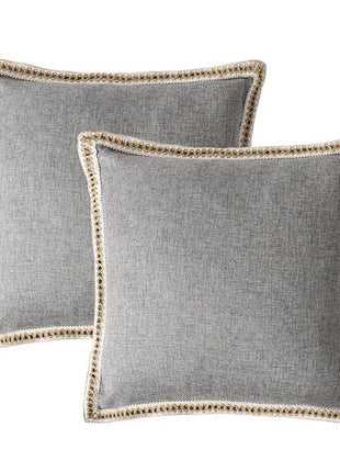 Rustic Linen Throw Pillow Covers Set of 2 – 20x20 Gray Decorative Farmhouse Cushion Covers for Sofa Couch Bed