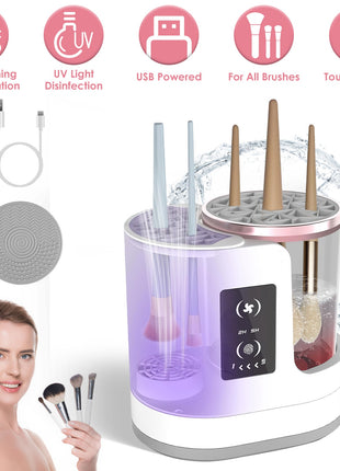 4-In-1 Electric Makeup Brush Cleaner with UV Disinfection & Automatic Drying Machine
