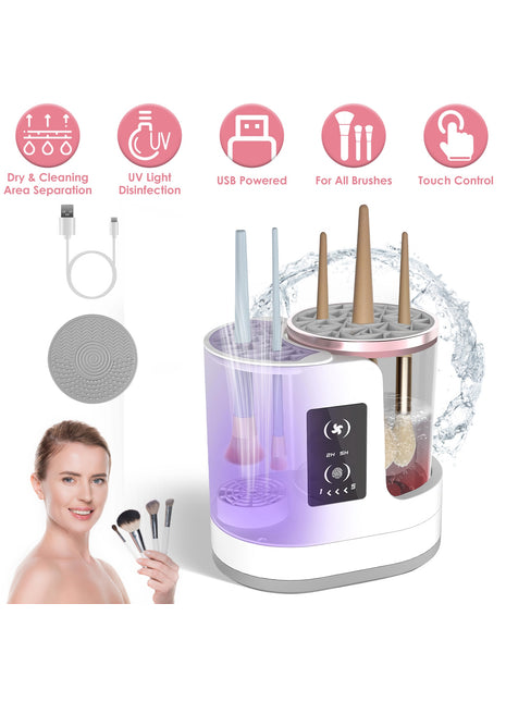 4-In-1 Electric Makeup Brush Cleaner with UV Disinfection & Automatic Drying Machine
