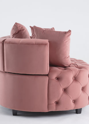 Likeshoppe Pink Velvet Barrel Accent Chair – Modern Curved Lounge Chair for Living Room, Bedroom & Reading Nook