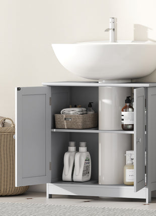 Likeshoppe Under Sink Bathroom Cabinet Storage – Space Saving Pedestal Sink Vanity with Adjustable Shelf for Small Bathrooms (Light Gray)