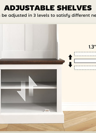 3-in-1 Hall Tree Entryway Bench with Shoe Storage & Coat Hooks