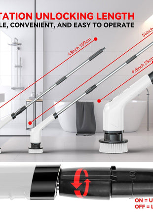 Electric Cleaning Brush Cordless Spin Scrubber with Extendable Handle for Bathroom Kitchen & Tile Cleaning