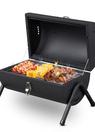 Portable Charcoal Grill with Thermometer – Compact Tabletop BBQ Grill for Camping & Outdoor Cooking