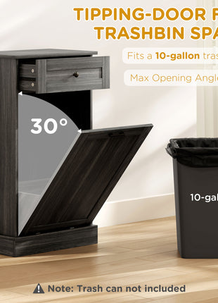 Tilt-Out Kitchen Trash Can Cabinet – Hidden Garbage Bin Storage with Drawer and Wood Top (Charcoal Gray)