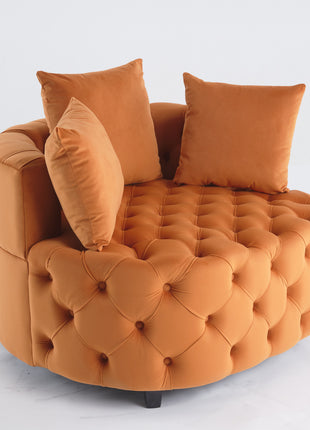 Orange Velvet Accent Lounge Chair – Modern Barrel Armchair for Living Room, Bedroom & Reading Space