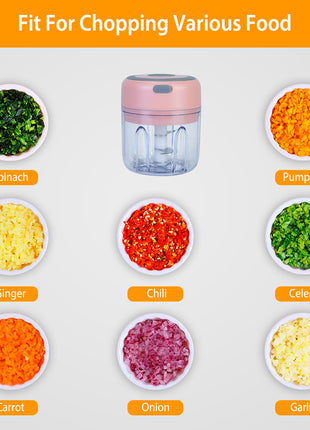 Mini Electric Garlic Chopper USB Rechargeable – Cordless Food Processor for Onion, Chili & Vegetables