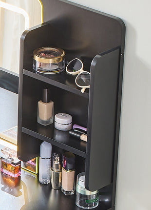 Modern Makeup Vanity Desk with LED Mirror – Black Dressing Table with 4 Drawers & Stool