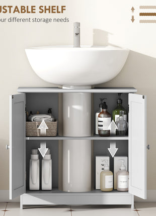 Likeshoppe Under Sink Bathroom Cabinet Storage – Space Saving Pedestal Sink Vanity with Adjustable Shelf for Small Bathrooms (Light Gray)