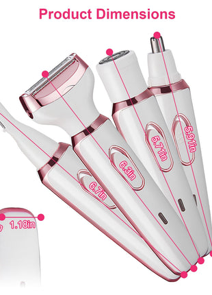 4-in-1 Women’s Electric Razor – Rechargeable Bikini Trimmer & Facial Hair Remover Kit