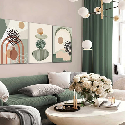 3-Piece Boho Botanical Canvas Wall Art Set (12” x 16” Framed &amp; Ready to Hang)