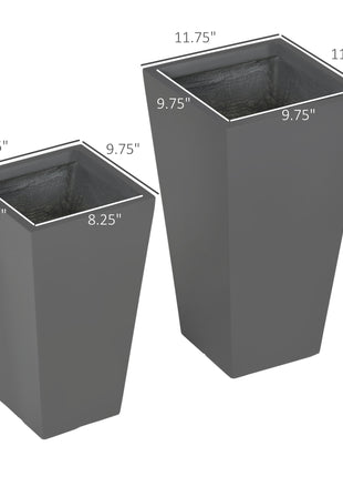 Likeshoppe Large Outdoor Planter Set of 2 – Modern Concrete Style Garden Pots for Patio, Balcony & Yard