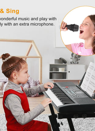 61-Key Kids Digital Piano Keyboard with Stand & Microphone – Beginner Music Learning Keyboard