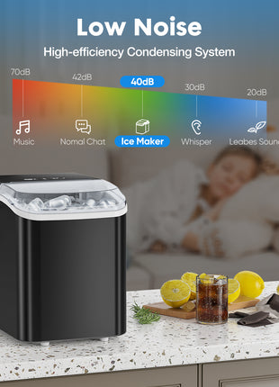 Likeshoppe Portable Countertop Ice Maker – 9 Minute Bullet Ice Machine with Self-Cleaning Function