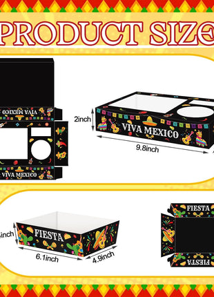36PCS Fiesta Snack Tray Set – Mexican Party Popcorn Candy Boxes for Movie Night & Cinco De Mayo