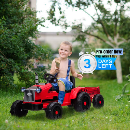 BH18-Toy Tractor with Trailer,3-Gear-Shift Ground Loader Ride On with LED Lights - Likeshoppe 
