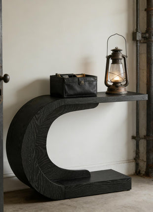Modern Wave Console Table – C-Shape Entryway Sofa Table with Decorative Curved Design