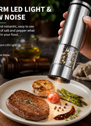 LIKESHOPPE Automatic Electric Salt & Pepper Grinder Set – Battery-Powered Adjustable Spice Mills (2-Pack)