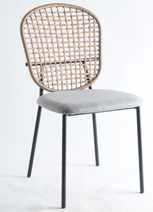 Likeshoppe Black K And Gray Sennit Chair,set Of 4,dining Chair,coffee Chair