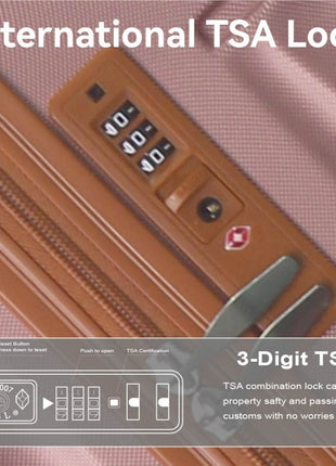 Rose Gold 3 Piece ABS Luggage Set with TSA Lock & Spinner Wheels
