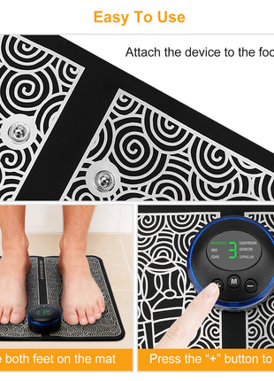 EMS Foot Massage Pad – Electric Foot Stimulator with 6 Modes & Adjustable Intensity Rechargeable