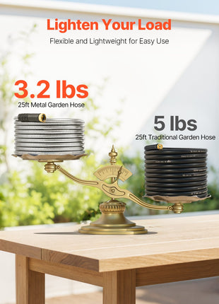 25FT Metal Garden Hose – Stainless Steel No-Kink Water Hose with Spray Nozzle