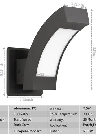 Likeshoppe Modern LED Outdoor Wall Sconce – Waterproof Aluminum Patio & Porch Light for Exterior Lighting