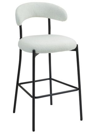 Teddy Fabric Likeshoppe Counter Height Bar Stool – Modern Kitchen Island Bar Chair with Black Metal Base & Footrest