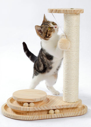 Interactive Cat Scratching Board with Ball Track Toy – Indoor Cat Activity Center with Groomer