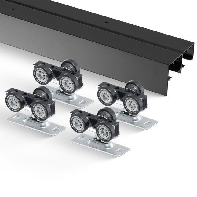 4 FT Bypass Sliding Door Hardware Kit – Aluminum Closet Door Track System for Double Doors