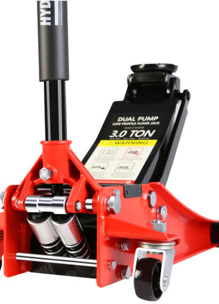 3 Ton Hydraulic Floor Jack Low Profile – Dual Piston Quick Lift Racing Jack (3.3”–18.5”) for Cars, Trucks & SUVs