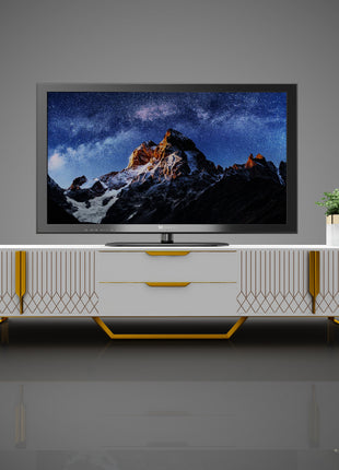 70.8 Inch Carved TV Stand with Storage Cabinets – Modern Entertainment Center for TVs Up to 75"