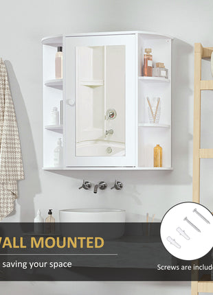 Likeshoppe Wall Mounted Bathroom Mirror Cabinet with Shelves – White Storage Organizer with Mirror for Small Bathrooms & Space Saving Design