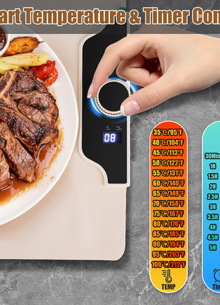 Food Warming Mat 300W – Electric Silicone Heating Mat with 14 Temp Levels & Timer for Buffet & Parties