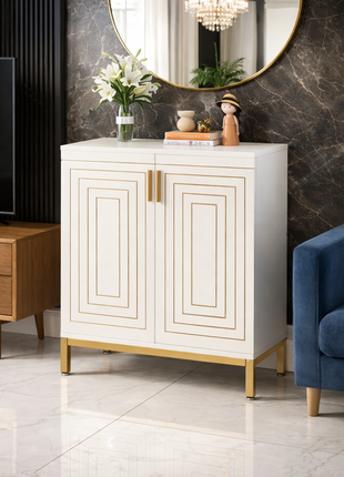 Likeshoppe Modern Shoe Storage Cabinet with Doors – 5 Tier Entryway Shoe Organizer with Gold Legs
