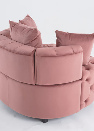 Likeshoppe Pink Velvet Barrel Accent Chair – Modern Curved Lounge Chair for Living Room, Bedroom & Reading Nook