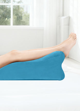 Ergonomic Memory Foam Leg & Lumbar Support Pillow – Multi-Functional Spinal Posture Bed Cushion with Velvet Cover (Blue)
