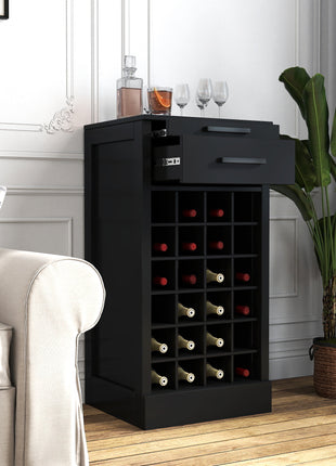 Likeshoppe Black Wine Bar Likeshoppe Cabinet with 28 Bottle Storage – Modern Buffet Cabinet for Dining Room, Kitchen & Home Bar