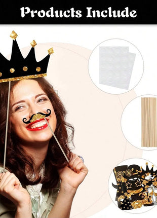 24PCS Party Photo Booth Props Set – Fun Birthday Wedding Graduation Party Supplies