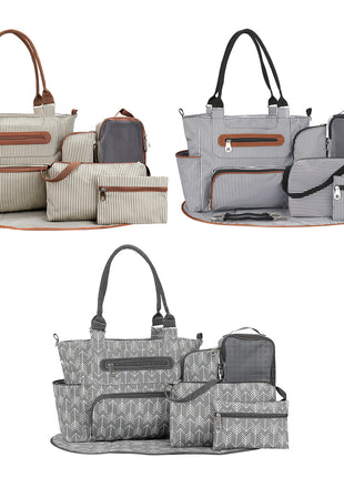 8PCS Baby Diaper Bag Set – Multifunctional Nappy Changing Bag with Accessories