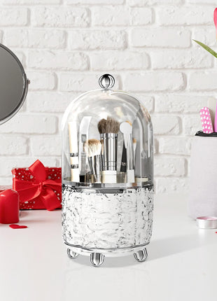 Likeshoppe Rotating Makeup Brush Holder Organizer – Large Capacity Dustproof Cosmetic Storage for Vanity & Bathroom-lsb